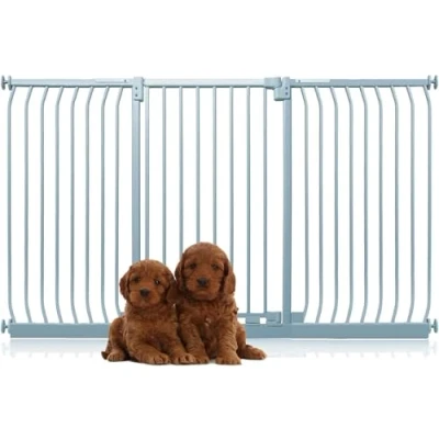 Afbeelding van Bettacare Extra Tall Elite Hondenhek Assortiment, 188cm 197cm (23 opties beschikbaar), Mat Grijs, Hoog 100cm in Hoogte, Traphekje Zonder Boren Hek voor Honden en Puppy&#039;s, Huisdier Hond Barrière, Eenvoudige Installatie