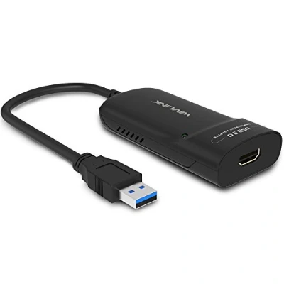 Afbeelding van WAVLINK USB 3.0 naar HDMI adapter Slanke externe videokaart Display Monitor ondersteunt 2048 x 1152 resolutie met audiopoort voor Windows 11/10/8/7/XP zwart