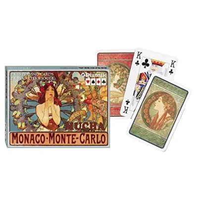 Afbeelding van Piatnik Mucha Monte Carlo Speelkaarten Dubbeldekker