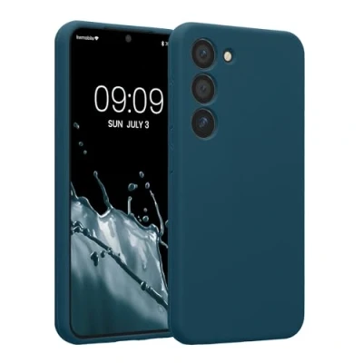 Afbeelding van kwmobile telefoonhoesje geschikt voor Samsung Galaxy S23 TPU backcover met siliconen coating Smartphone case in mat petrol