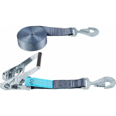 Afbeelding van Connex Sjorband tweedelig 8 m x 50 mm 43000 kg maximale belastbaarheid met spanratel &amp; karabijnhaak van polyester/spanriem/ladingbeveiliging/ratelgordel / B34417