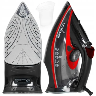 Afbeelding van Lehmann Stoomstrijkijzer, keramische voet, 3000 W, Calc Clean functie, 9 in 1, hoge stoomprestaties, laag gewicht, stoomstoten, zolen om te strijken, zelfreiniging en verstuiver