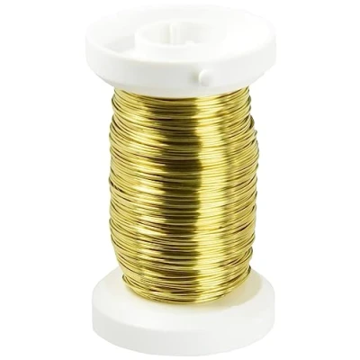 Afbeelding van GLOREX 6 2220 089 Messing draad, 0,4 mm x 40 m op een kunststof spoel, gemakkelijk buigbaar, voor boeketten, bloemstukken en ander floristisch werk