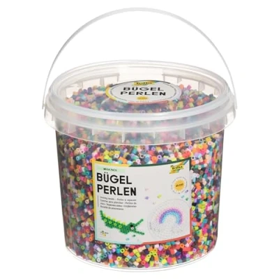 Afbeelding van folia 73219 Strijkkralen in emmer, 30.000 stuks, gesorteerd 22 verschillende kleuren, diameter ca. 5 mm, leuke aanvulling op de stiftplaten, klein