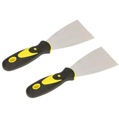 Afbeelding van KOTARBAU® Set van 2 roestvrijstalen schilderspatels 60 mm gipser spatel universele krassen voor het verwijderen palletmessen met rubberen greep