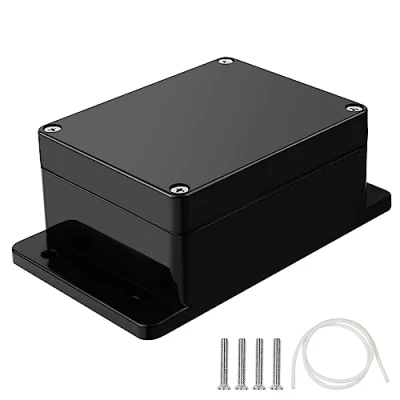 Afbeelding van Therlan aansluitdoos, zwart, waterdicht IP65, kleine ABS behuizing, elektronica, kunststof verdeeldoos, buiten, waterdicht, 115 x 90 55 mm