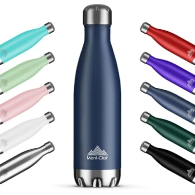 Afbeelding van Mont Clair H2O thermosfles, 500 ml, roestvrij staal, 12 uur warme drank en 24 koude drank, BPA vrij, waterfles, donkerblauw