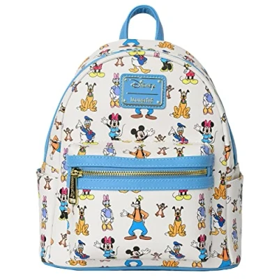 Afbeelding van Loungefly Disney Mickey Mouse Friends vooruit en achterwaarts mini rugzak portemonnee, blauw,