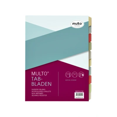 Afbeelding van Tabbladen Multo A4 23R 10 delig karton assorti