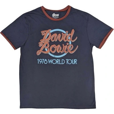 Afbeelding van David Bowie 1978 World Tour Heren T shirt 2XL Blauw