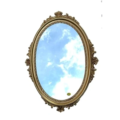 Afbeelding van Wandspiegel goud ovaal barok spiegel antieke badkamer 62x48cm gangspiegel C12