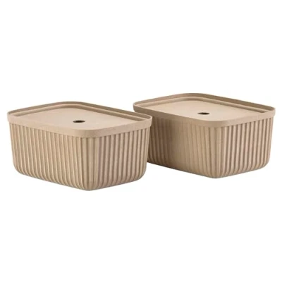 Afbeelding van Zone Denmark Pulp Opbergdoos 32 x 23 15 cm 2 stuks Natural Brown