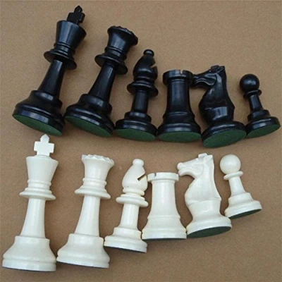 Afbeelding van Keenso Schaakfiguurset, kunststof, internationaal schaakspel complete schaakfiguurset met pluisbekleding zwart &amp; wit Schaken, vrijetijdssporten