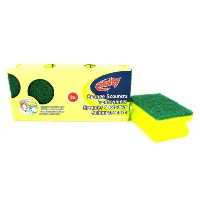 Afbeelding van Multy Schuursponsen met Handgreep 3 Stuks Geel/Groen