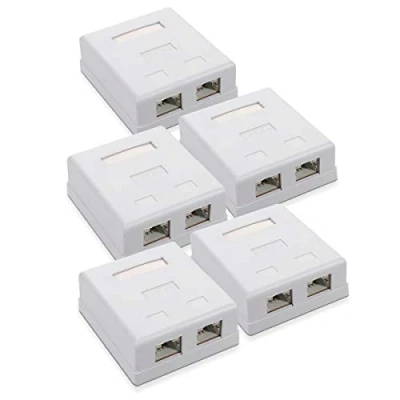 Afbeelding van kwmobile RJ45 netwerkdoos Afgeschermde wandcontactdoos Met CAT6A ethernet LAN kabel aansluitingen Voor netwerkkabel installatie 5 stuks Wit