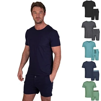 Afbeelding van Light &amp; Shade Pyjama met top en korte broek voor heren, marineblauw, S