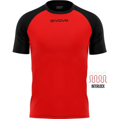 Afbeelding van GIVOVA T shirt interlock rood/zwart maat 3XS