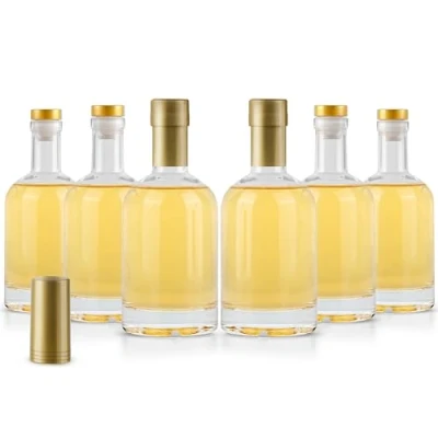 Afbeelding van Winter Shore 375 ml Glazen Flessen met Kurk en Gouden Dop (6 Pak) Alcohol Lege Soda Fles voor Sappen Doorzichtige Kombucha Sapflessen Deksel Wijnflessen