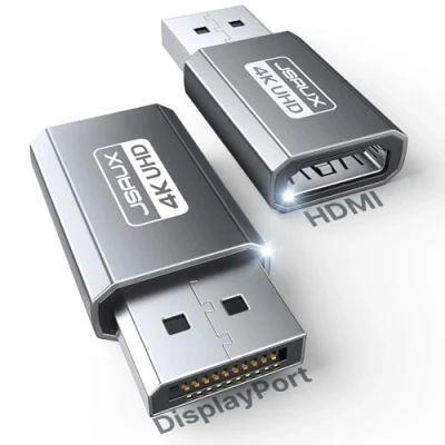 Afbeelding van JSAUX 4K DisplayPort naar HDMI adapter 2Pack, DP Converter Video UHD 2K @120Hz, @30 HDTV mannelijk vrouwelijk Unidirectionele compatibel voor Dell, Lenovo, HP, AMD
