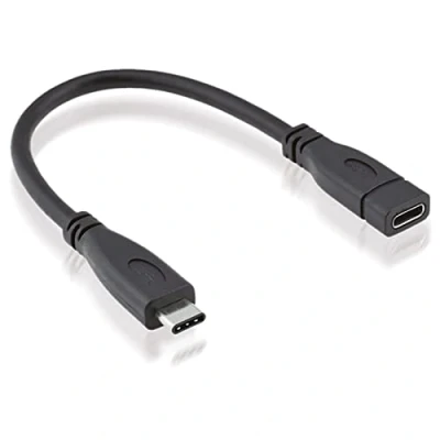 Afbeelding van ROLINE USB 3.2 Gen 2 kabel, C C, M/F, zwart, 0,15 m