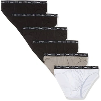 Afbeelding van Dim Herenslips, katoen, stretch, 6 stuks, zwart/grijs/wit/zwart/zwart, 9