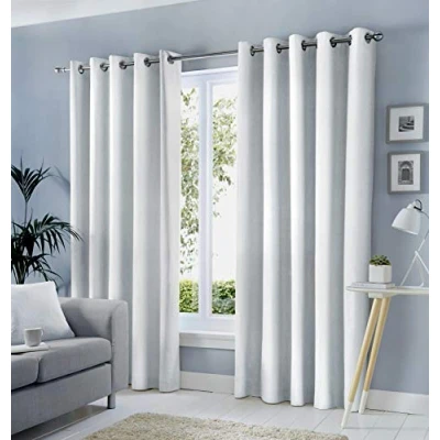 Afbeelding van Fusion Sorbonne 100% katoen paar oogjes gordijnen 46&quot; breedte x 90&quot; druppel (117 229cm) in wit
