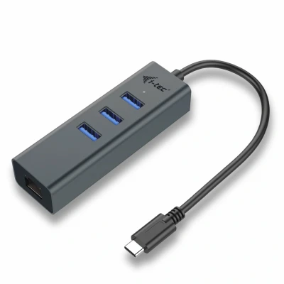 Afbeelding van i Tec USB C Metal HUB 3 Port + Gigabit Ethernet Adapter C31METALG3HUB
