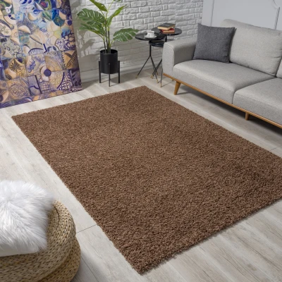 Afbeelding van Shaggy Vloerkleed Bruin Hoogpolig 200x290 cm