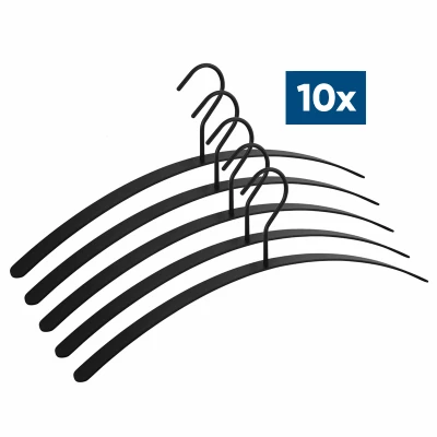 Afbeelding van 10x RVS Kledinghanger plat, open oog, 304, zwart
