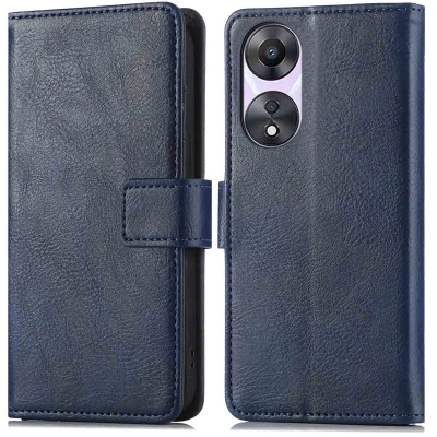Afbeelding van Oppo A58 Hoesje Kunstleder iMoshion Bookcase Donkerblauw Telefoonhoesje