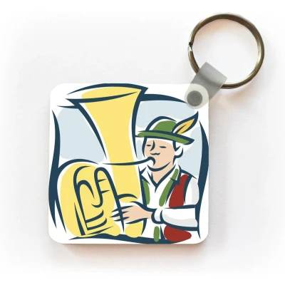 Afbeelding van Sleutelhanger Uitdeelcadeautjes een kleurrijke illustratie van tuba speler Plastic