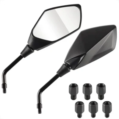 Afbeelding van Universele achteruitkijkspiegel voor motorfiets, E4 E MARK, getest, 2 x M10 rechtse schroefdraad, M8 schroefdraad + 1 linkse Quad