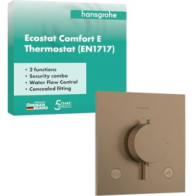 Afbeelding van hansgrohe Ecostat Comfort E inbouwthermostaat voor 2 verbruikers met geïntegreerde zekeringcombinatie, 33716140
