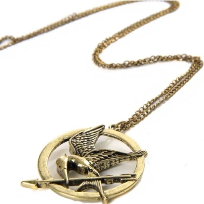 Afbeelding van The Hunger Games Zegevierend Mockingjay Bird Katniss Everdeen Pin Pijl Ketting Brons