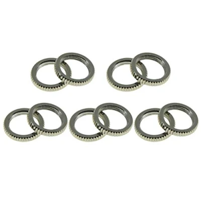 Afbeelding van Dopro Pack van 10 USA Spec 15/32 &quot;Fijne Gekartelde LP Gitaar Toggle Schakelaar Moer Voor Switchcraft Schakelaars Nikkel