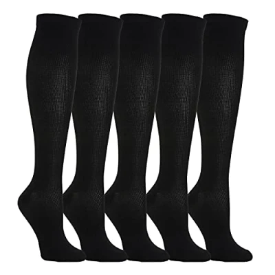 Afbeelding van Weekend Peninsula 5 paar compressiekousen voor dames en heren sport, hardlopen, wandelen, fietsen, fietstochten, zwangerschap, vliegreizen, Zwart, S/M