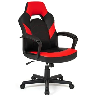 Afbeelding van IntimaTe WM Heart racing stoel, ergonomische bureaustoel, computerstoel, gaming draaistoel, bureaustoel voor volwassenen, PU leer, gecombineerd met geperforeerd leer (rood)