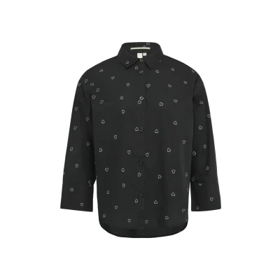 Afbeelding van QS MET Print Allover Overhemdblouse, Dames, Maat: 32, Schwarz