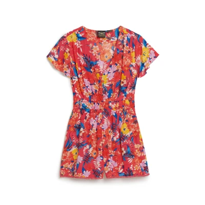Afbeelding van Superdry Short Sleeve Playsuit Strandaccessoire, Dames, Maat: 40, Pink anenome