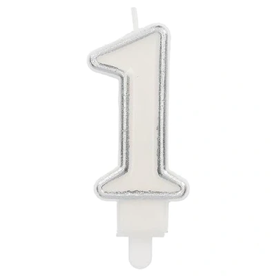 Afbeelding van Folat Kaars cijfer 1 simply chique silver 9 cm