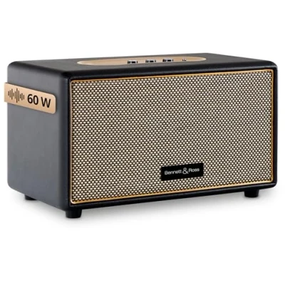 Afbeelding van Bennett &amp; Ross BB 860BK Blackmore retro bluetooth luidspreker in lederlook Vintage met 2x 30W USB ingang MP3 speler 3,5 mm aansluiting aux Speaker zwart