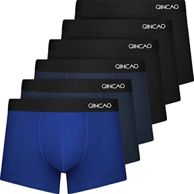 Afbeelding van QINCAO Boxershorts voor heren, verpakking van 6 stuks, zonder krassende etiketten, herenonderbroeken, ondergoed, boxer, katoen (maat S 4XL), Mix Q07, XL