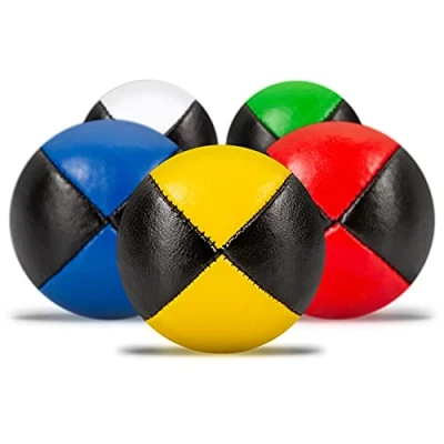 Afbeelding van Diabolo Freizeitsport Jongleerballen, 5 delige set, 62 mm, jongleerbal gevuld met duurzame vogelgierst, waterafstotend kunstleer, voor kinderen en beginners