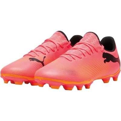 Afbeelding van Puma Future 7 PLAY FG/AG Voetbalschoenen met kunststof noppen, Heren, Maat: 42.5, Sunset glow/black/sun stream Kunststof/ textiel