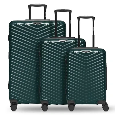 Afbeelding van Redolz Essentials 18 4 wielen Kofferset 3 delig met uitbreidingsplooi Harde bagage TSA slot Metallic Green Shiny