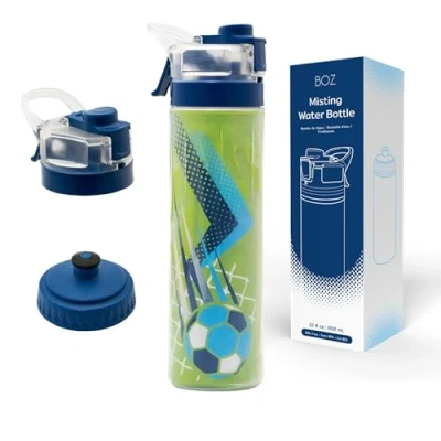 Afbeelding van BOZ Champion 650 ml Squeeze waterfles met voetbalthema Verfrissende nevelspray, stevig geïsoleerd ontwerp, lekvrij, gemakkelijk schoon te maken sporthydratatieoplossing voor actieve kinderen en