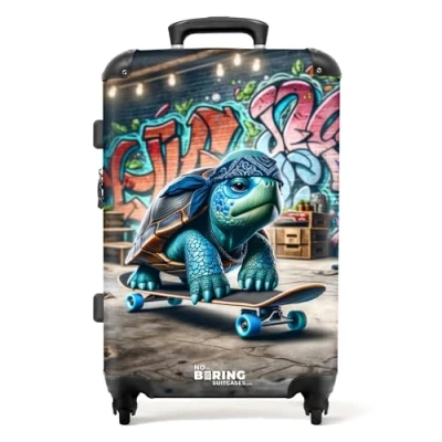 Afbeelding van NoBoringSuitcases.com® Kindertrolley jongens Schildpad reiskoffer kinderen 20 kg bagage