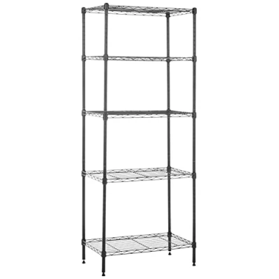 Afbeelding van Amazon Basics Opbergunit, smal, 5 planken, planken en poten verstelbaar in hoogte, zwart, 60,1 x 35,6 152,4 cm, geen wieltjes