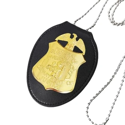 Afbeelding van FBI Metalen Badge Met Lederen Houder Rollenspel Badges Props Pretend Play Speciale Undercover Agent ID Halloween Party Accessoire