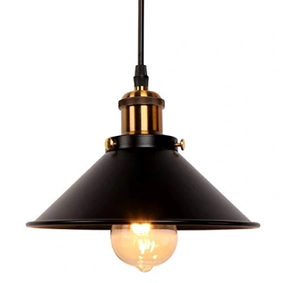 Afbeelding van Newrays Vintage Retro Zwarte Hanglamp Schaduw Loft IJzeren Paraplu Keukenbar Hangende Plafond